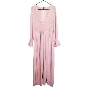 SHEIN Flounce Long Sleeve Shirred Waist Wrap Hem Dress Size XL